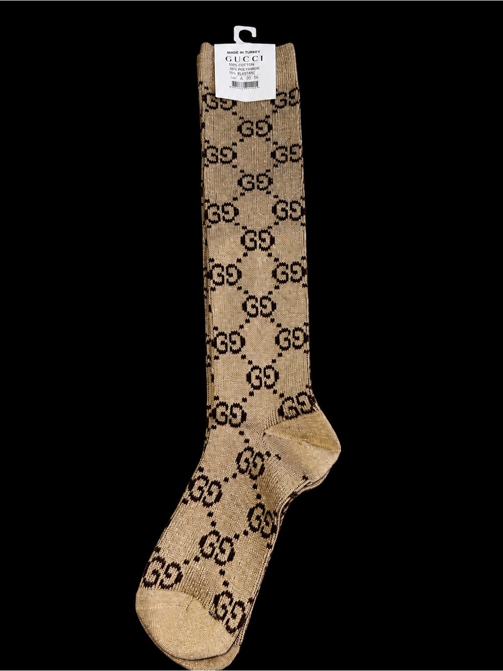 Gucci Beige and brown GG Knee-High Dress Socks